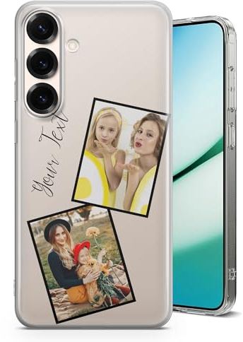EMIT PRINT Personalisierte Collage Multi-Bilder Design Hülle für Samsung Galaxy Ultra,26,25,24,23,22,17,56,36,A,S,FE Serie – Kristallklare stoßfeste TPU Schutzhülle - 2 Fotos | Text