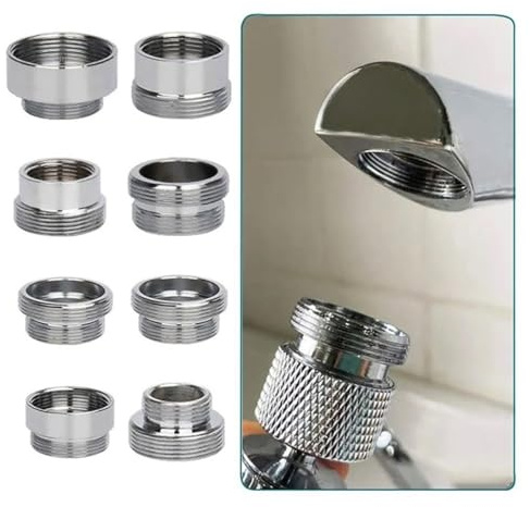 Adapter till kökskran, 16/18/20/22/24 mm till 22 mm, kontakt för ekonomisk kran för hane, hona, metallfilter med tvättmaskin, badrumstillbehör i 1 delar (yttre 24 fin-outer 22 fin)