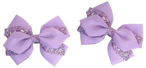 2PCS Hair Bows,Purple Hair Accessories Glitter Bow with Clip for Kids Girls | Lilac Hair Bow,Cute Accessories for Kids Girls Women Daily Birthday Party Wedding Halloween Christmas Photo Props Decoration