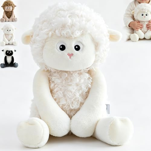 AQCQDQ Lockiges Schaf Plüschtier Kuscheltier, Realistic-Looking Lamb Plush Toys 40cm, Niedliches Lamm Plüschfigur, Plüschschaf Stofftier Plüsch Tier, Geschenk für Jungen Mädchen Erwachsene (Weiß)