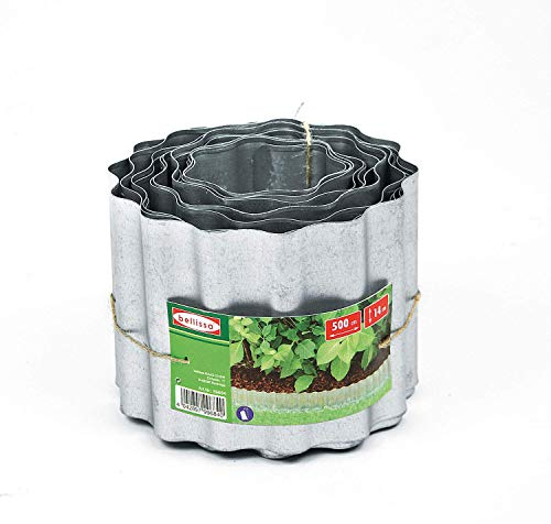 bellissa – Rasenkanten-Band aus Metall Welle silbern verzinkt 5m × 20cm – Flexible Beeteinfassung ohne Bördelung für saubere Rasen- & Beetabgrenzung - Beetumrandung Rolle mit gewelltem Design