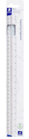 STAEDTLER 12in Engineer Scale Ruler - Triangular Engineering Ruler with 6 Scales(10-60 Parts/Inch), Color-Coded Grooves, Plastic
