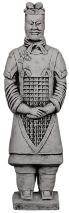 gartendekoparadies.de Statue Chinesischer Terrakotta-Krieger - Motiv II, Steinfigur aus Steinguss, H. 37 cm, 3 kg, Grau, Frostsicher für Außenbereich