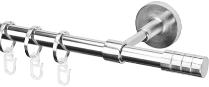 Ventanara® Gardinenstange 140 cm 1 läufig 16 mm mit Endstücken Zylinder inklusive 14 Ringen Wand und Deckenmontage