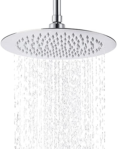 Andreas Dell Duschkopf Ø 25 cm – Edelstahl V304 Regendusche – Runde Kopfbrause, Poliert, mit Anti-Kalk-Düsen – Hochdruck Regenbrause für Badezimmer