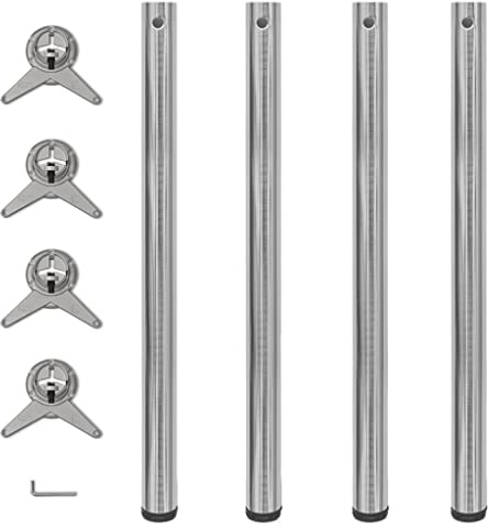 vidaXL 4X höhenverstellbares Tischbein Nickel gebürstet 870 mm