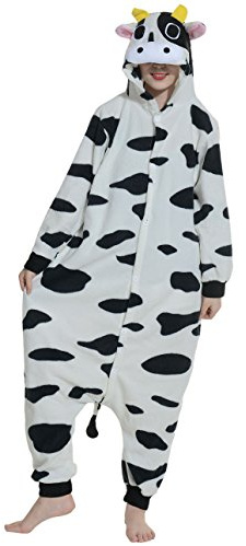 Fandecie Pijama Vaca Lechera, Onesie Modelo Animales para Adulto Entre 1,60 y 1,75 m Kugurumi Unisex.