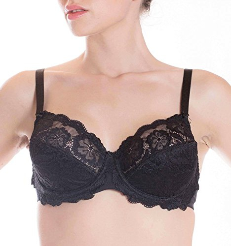 Belseno Lepel Lace Bra Balconette Cup B Art. 251 Colours White Black and Blush, Black, 38C