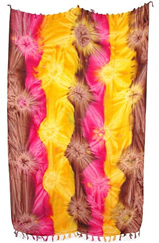 Sarong Pareo Wickelrock Strandtuch Tuch zum Binden IV gelb - pink - braun/große Auswahl schönste Farben/Sauna-Tuch Wickelkleid Schal Wickeltuch Bademode Freizeitmode Sommermode/aus 100% Viskose