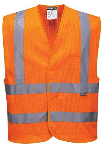 Portwest Warnschutzweste mit Schulterband und doppeltem Bauchband, Größe: L/XL, Farbe: Orange, C370ORRL/XL