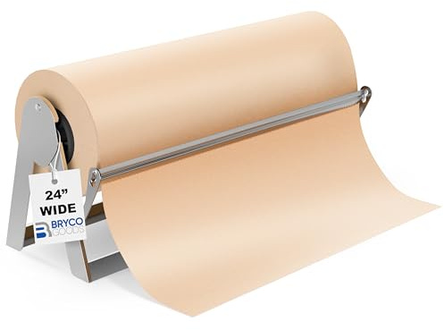 Bryco Goods Distributeur et découpeur de Papier en Rouleau, 61 cm, Montage Mural, Base antidérapante, Acier Robuste, pour Papier Kraft/sulfurisé/Papier Cadeau, pour Maison/Bureau, Loisirs créatifs