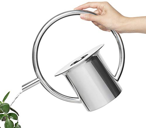 Umbra Quench Gießkanne aus Edelstahl für Zimmerpflanzen, Balkonpflanzen und Terrassenpflanzen, Nickel, 1 Liter Fassungsvermögen