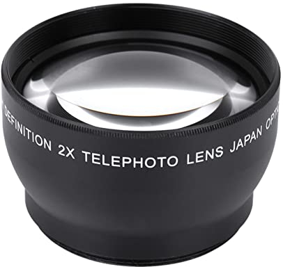 Yunir 2X Telephoto Lens, Aluminum Alloy, HD Coating, 52mm Thread, Black