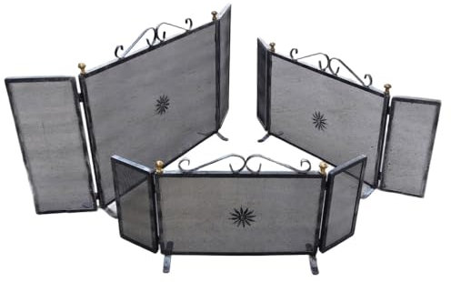 FONDERIA BONGIOVANNI Parascintille per Camino Caminetto Fuoco con 3 Ante Pieghevoli (Medio)
