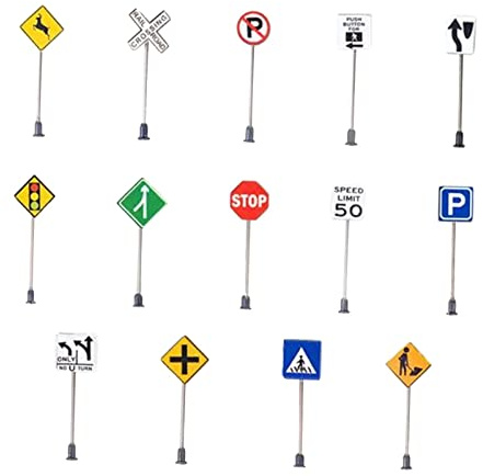 Sharplace 14 Pièces/Ensemble 1/87 Panneaux de Signalisation Scènes D'autoroute Accessoires de Décoration de Bâtiment