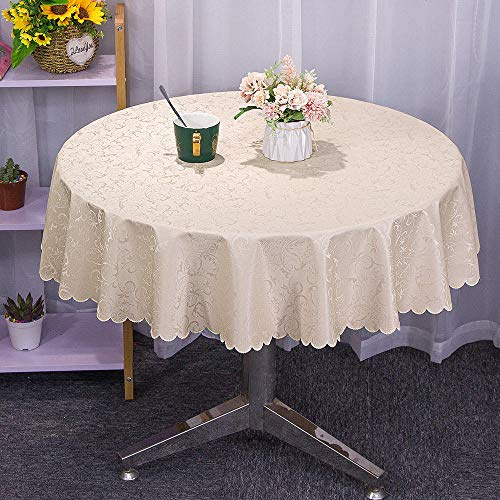 XQSSB Wachstuchtischdecke Wachstuch Wachstischdecke Verdickung für Gastronomie Feste Party Hochzeiten beige 200cm Runder Durchmesser
