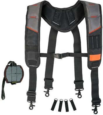 KUNN Werkzeuggürtel-Hosenträger mit magnetischem Armband für Rahmen, Tischler, Elektriker, Werkzeuggürtel (grau)