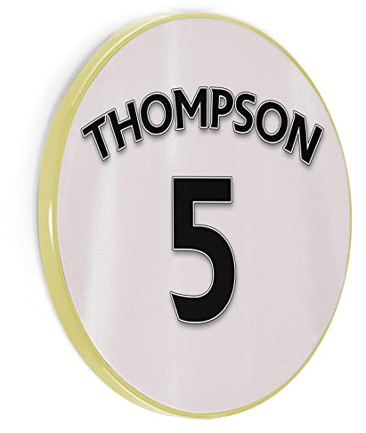 Personalised Wireless Charger For Qi Enabled Phones, White Football Shirt with Gold Edge with Black Name Number