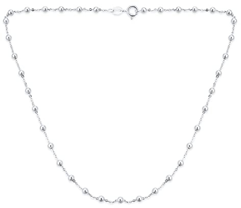 Bling Jewelry Tradizionale E Delicato Collana A Palline Stazione In Argento Sterling .925 Di 3 Mm Per Donne E Ragazze Lucida E Lucida 18 Pollici
