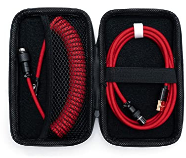 Formulamod USB C Coiled Keyboard Cable for Mechanical Keyboard,Coiled USB Aviator Cable for Keyboard, Pro Double Sleeved Cable with Cable Storage Bag (Red) | Coiled USB C Cable,Detachable Metal Aviator Cable, Pro Double Sleeved Cable with Storage Bag