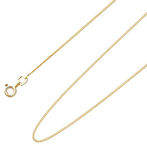 Ardeo Aurum Unisex Damen Herren Kette aus 375 Gold Gelbgold Panzerkette Halskette 1 mm Breite und 50 cm Länge mit Federringverschluss