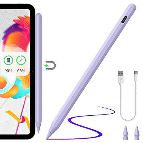 Stylus Stift mit Kabelloser Aufladung, Kompatibel mit iPad Pro (2018-2022) iPad Pro/iPad/iPad mini/iPad Air Pencil für Apple iPad mit Palm Rejection Neigungserkennung(Lila)