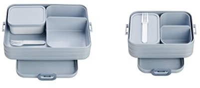 Mepal Lunchbox Duo Pack - Midi + Large - Erwachsene Brotdose mit Bento Box - für kleine Snacks & Reste - Essenbox mit Fächern - Nordic Blue