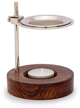 NKlaus Räucherstövchen Messing vernickelt, mit Sieb verstellbar, 1 Stück | Höhe 12cm; Durchmesser 9cm; Räucherlampe mit Edelstahlsieb