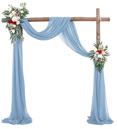 HUHJYUGE Hochzeit Vorhang Hochzeitsbogen, Chiffon Stoff Querbehang Deko Gardinen Vorhang, Hochzeitsbogen Gardinen Dekoration für Babyparty Party Hochzeit Torbogen Zeremonie (20 550cm)