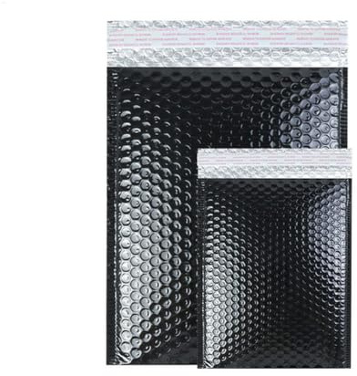 50 Stück goldene/lila/rote Luftpolstertaschen für Versandtaschen, Folienversand, gepolsterte, wasserdichte Verpackungsbeutel, verdickte Briefumschläge, Tasche, leuchtendes Schwarz, 15 x 13 cm, 50 Stü