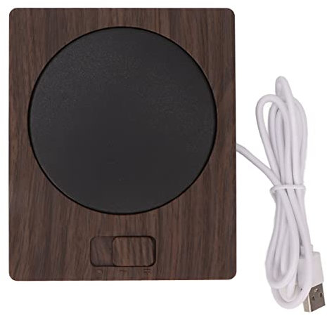 TITA-DONG Kaffeewärmer für Den Schreibtisch, Elektrischer USB-Kaffeetassenwärmer, 2 Stufen Temperaturverstellbares Tassenwärmer-Pad, Getränkewärmer-Heizplatte für Kaffee, Milch, Tee,(Nussbaum)