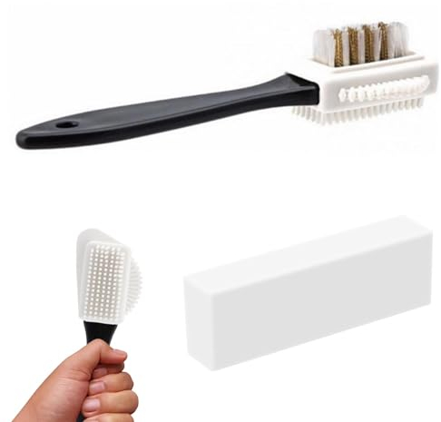2pcs Suede Brush for Shoes, 4-Sided Suede Shoe Cleaning Brush and Eraser for Shoes, Suede Shoe Brush Nubuck Brush Brass Bristle Boot and Shoe Cleaning