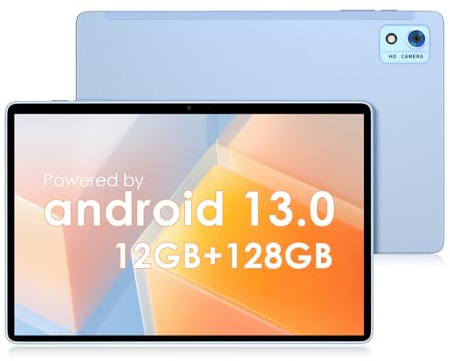 FancyFish Tablette Android 13 avec 10.1 Pouces 1920×1200 FHD Écran, Octa-Core 2.0G hz CPU,12(6+6) GB RAM + 128 GB ROM (TF Développer 1TB), 5G Wi-FI 6, Bluetooth 5.2, 6000mAh, 5MP+13MP Caméra Tablet