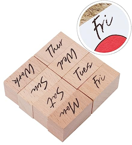 TEHAUX 1stück Holzstempel Für Kreative Scrapbooking Und -projekte Englischer Buchstabenstempel Mit Wochenabkürzungen Tragbar Und Leicht Zu Lagern Für Schule Und Büro