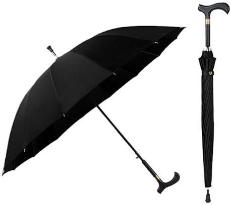 Verstellbarer Gehstock-Regenschirm for den Außenbereich, Mehrzweck-Gehstock-Regenschirm for ältere Menschen, rutschfester Wanderstock for Bergsteigen, langlebiges und leichtes Design, geeignet for Sen