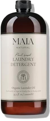 MAIA NATURAL Eco-Friendly Laundry Detergent 1000ml, Vegan & ECOGARANTIE® Certified, Plant Based Liquid Formula, Sensitive Skin Safe, Non-Toxic, Paraben Free, Biodegradable, Baby Safe, Lavender Oil