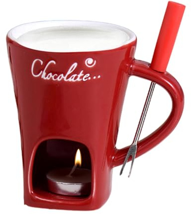 Chocolate Fondue Mug Set, 200ml Chocolate Fondue Mug with Forks, Cheese Fondue Melting Cup, Creative Chocolate Fondue Ceramic Mugs Kitchen Gadgets, for Cheese