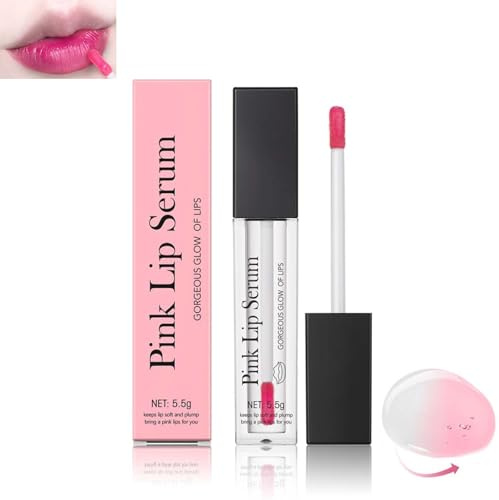 Pink Lip Serum Plumper, Rosa Lippenserum Plumper, Color Changing Lip Gloss, Hydration Lip Gloss, Glow Color Changing Lip Oil, Feuchtigkeit Und Reduziert Feine Linien, Lippenöl für Damen (1PC, 5.5g)
