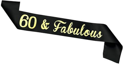 JEKUGOT 60th Birthday Sash Black 60th Birthday Decorations for Women Birthday Sash for Women 60th Sash for Birthday Party–Elegant Party Decoration Sash