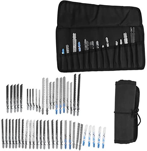 48 Pcs T Shank Jig Saw Blades Set with Storage Case HSS Metal Universal Fine Middle Tooth Cutting Tools for Wood Plastic and Metal