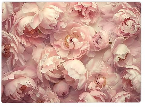 Shopagift Peony Flowers Light Pink Glass Chopping Board Large Kitchen Worktop Saver 39cm x 28cm
