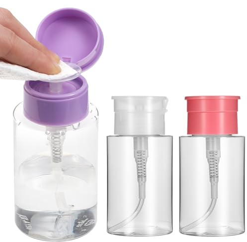 ElevateTech 2 Stück Nagellackentferner-Flasche, Make-up-Entferner-Flasche Pumpspender Herunterdrücken Pressbehälter durchsichtige Leere Pumpflasche für unterwegs Alkohol Nagellack Make-up-Entferner