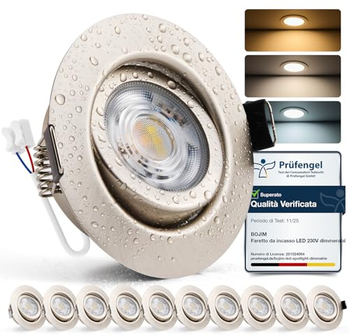 BOJIM LED Einbaustrahler 230V Dimmbar für Bad, LED Spots 68mm Lochmaß | Nickel Einbauleuchten Flach 7W, IP44 Wasserdicht, Warmweiß Kaltweiß Neutralweiß, Deckenspots für Küche, 10er Set