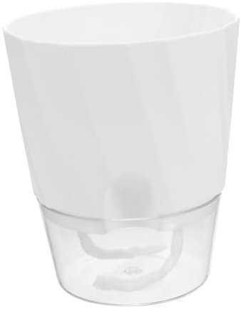 UKCOCO Maceta Automática para Plantas con Autorriego, Diseño Transparente de Plástico Blanco, Almacena Agua Adecuado para Jardín y Hogar