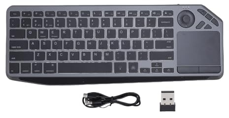 Yanmis Wireless Touch-Tastatur, Support mit Mehreren Geräten, Wiederaufladbare TV-Tastatur, 7 Farb Hintergrundbeleuchtung mit Touchpad, 2,4 G Bluetooth-Dual-Modus für Laptop-Tablet