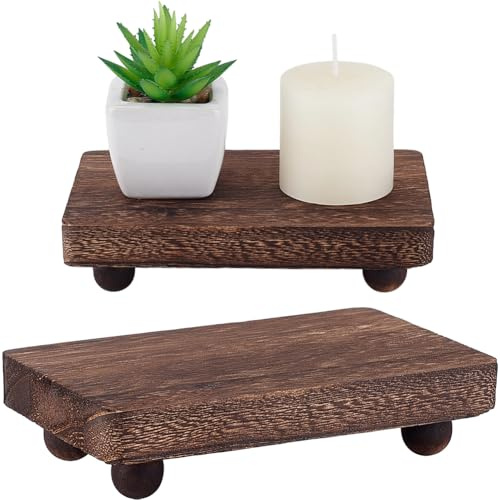 GORGECRAFT Alzate in Legno per Espositore Piedistallo Vassoio da Portata Marrone Piatto per Gioielli in Legno Vassoio Rettangolare da Tavolo Portaoggetti Lavato Centrotavola Circolare per Soggiorno