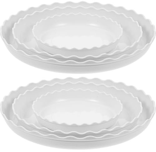 Sewroro Lot de 12 Soucoupes Blanches Ondulées pour Plantes en Pot, Plateaux de Récupération d'eau sans Trous, Dimensions 11 Cm, 16 Cm et 20 Cm, Accessoires pour Pots de Fleurs D'intérieur
