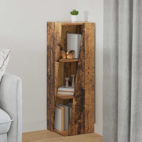 YunCangg sidohylla gammalt trä, 33 x 32 x 100,5 cm trämaterial, fristående, hållbar, med PVC-möbelkuddar, för vardagsrum, sovrum