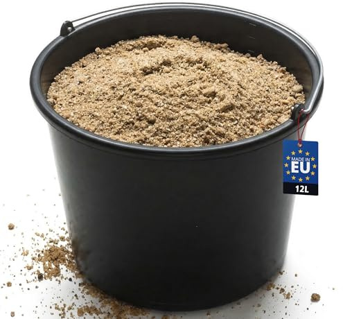 Cubo de mortero de 12 l con asa de Metal y Escala Interior | cubo de albañil para cemento, hormigón, agua y limpieza, apilable, fabricado en Europa