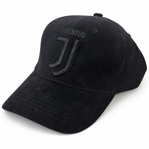 JUVE Cappello Ufficiale Juventus Baseball Nero in Alcantara con Logo Ricamato, Cappello Premium Unisex - 100% Cotone - JJ 05